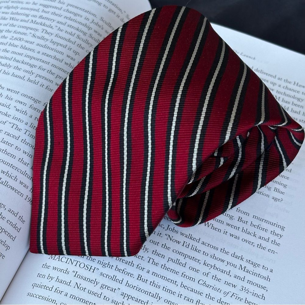 Red and Black Striped Silk Repp Tie Jos. A. Bank